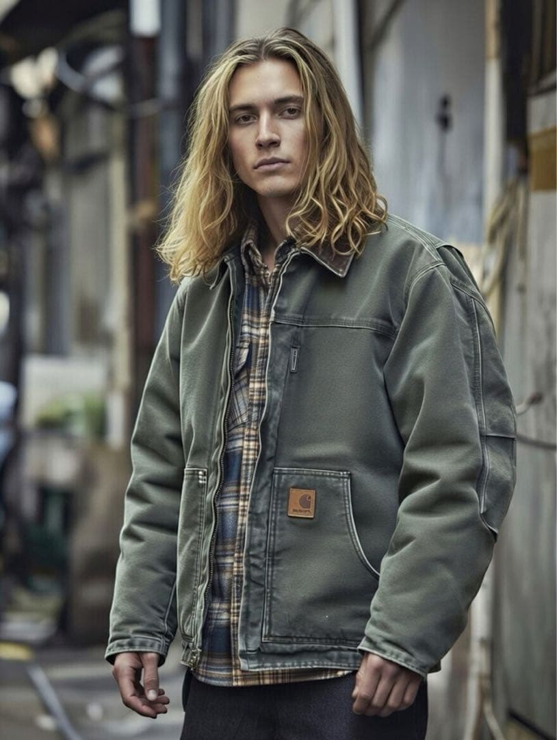 carhartt 短丈 リッジコート 企業ロゴ アーミーグリーン