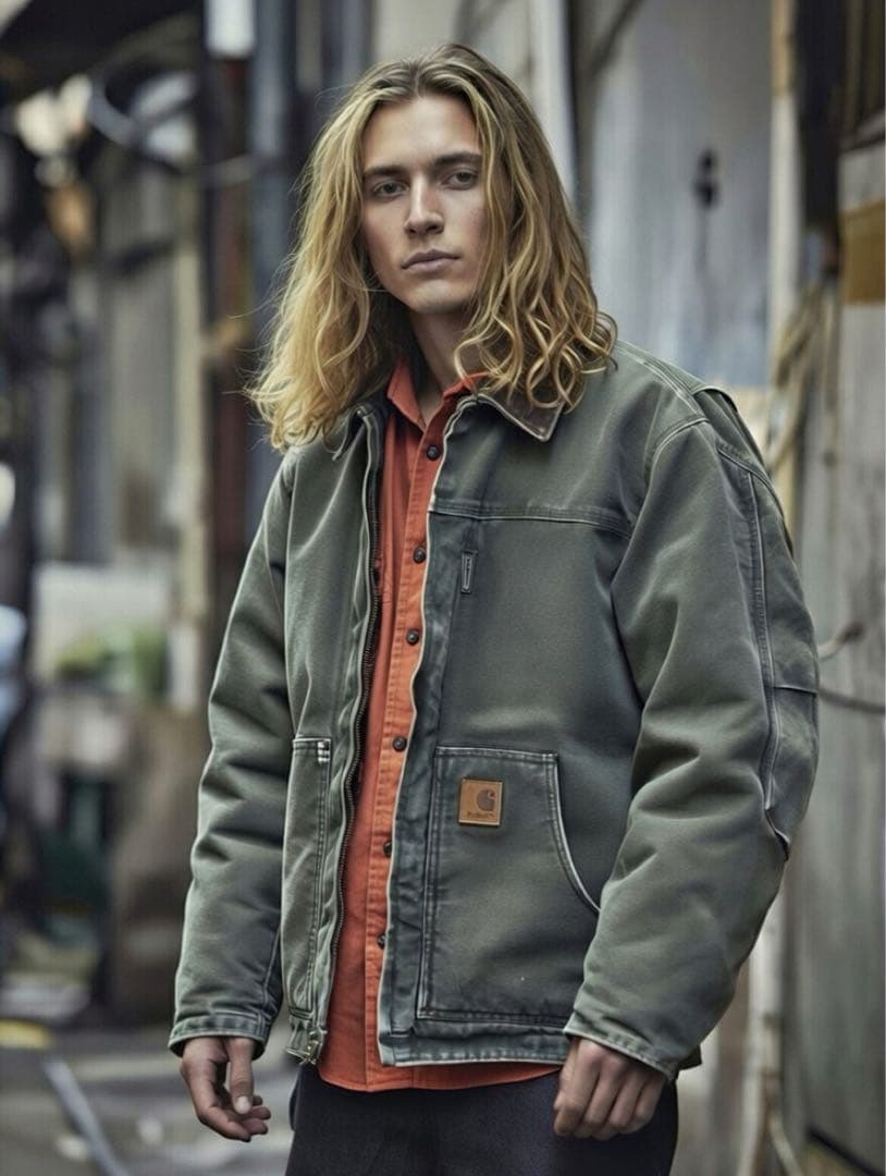 carhartt 短丈 リッジコート 企業ロゴ アーミーグリーン