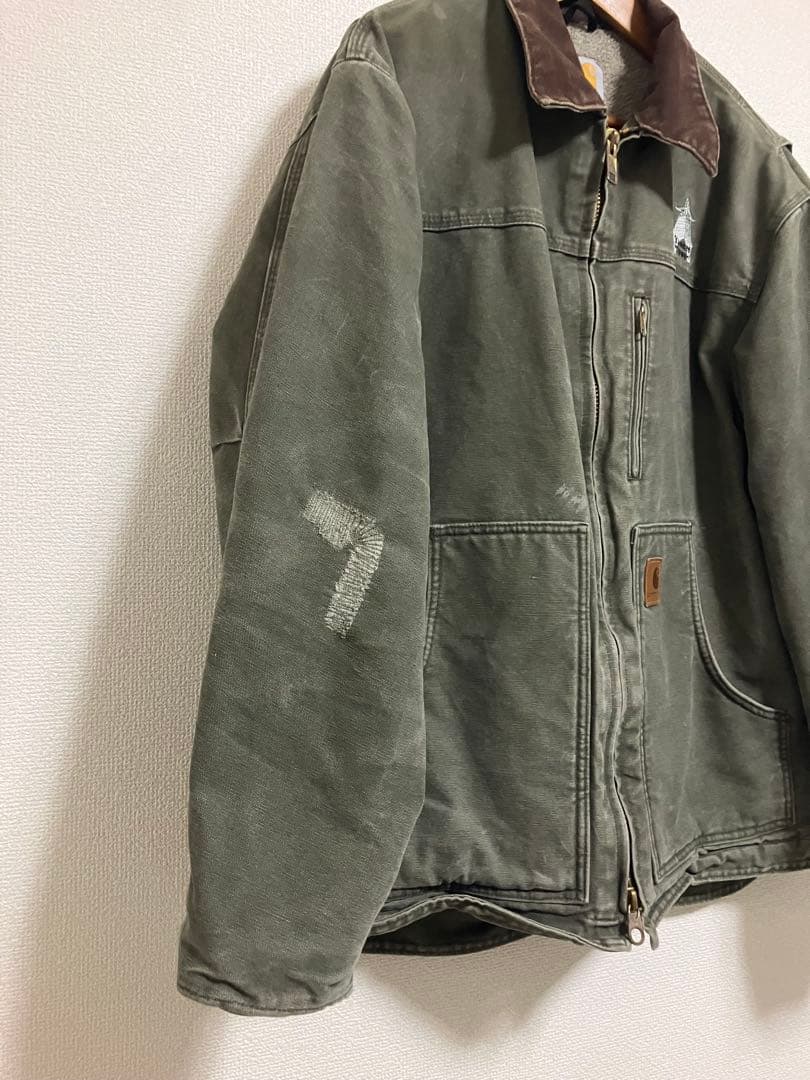 carhartt 短丈 リッジコート 企業ロゴ アーミーグリーン