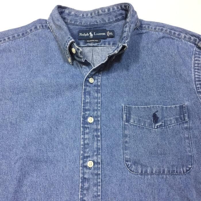 美品 ＸＬ ラルフローレ インデイゴ 長袖シャツ デニムシャツ ヴィンテージ