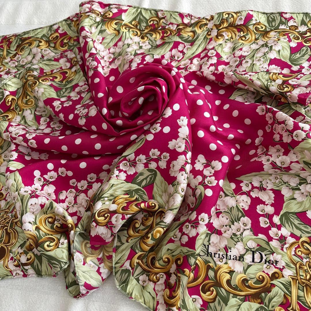 Christian Dior スカーフ　スズラン　水玉　クリスチャンディオール