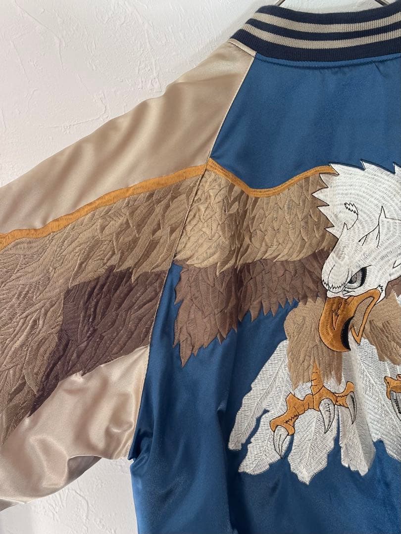 【希少】Hoshihime 星姫 サテンスカジャン イーグル柄両面刺繍 中綿入り