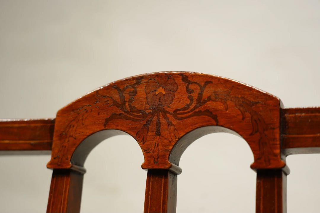 ルイ16世様式　サロンチェア　椅子　象嵌　インレイ　フランス　アンティーク