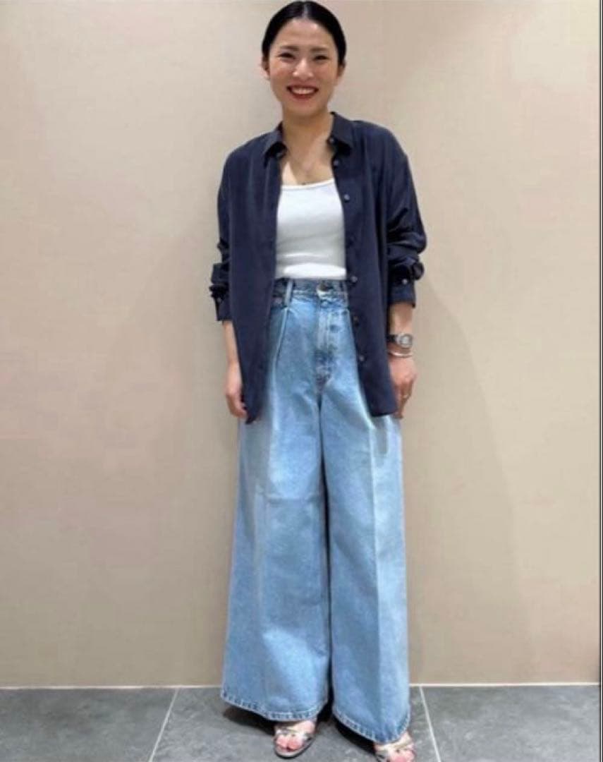 Plage プラージュ DENIM TUCK WIDE パンツ　38