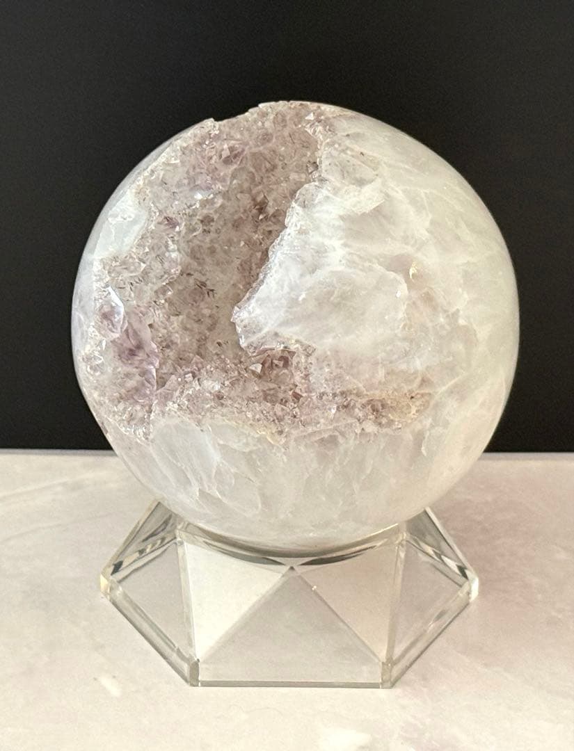 ルチル内包 アメジスト 笑口 スフィア 丸玉 約8cm 大玉 紫水晶 天然石