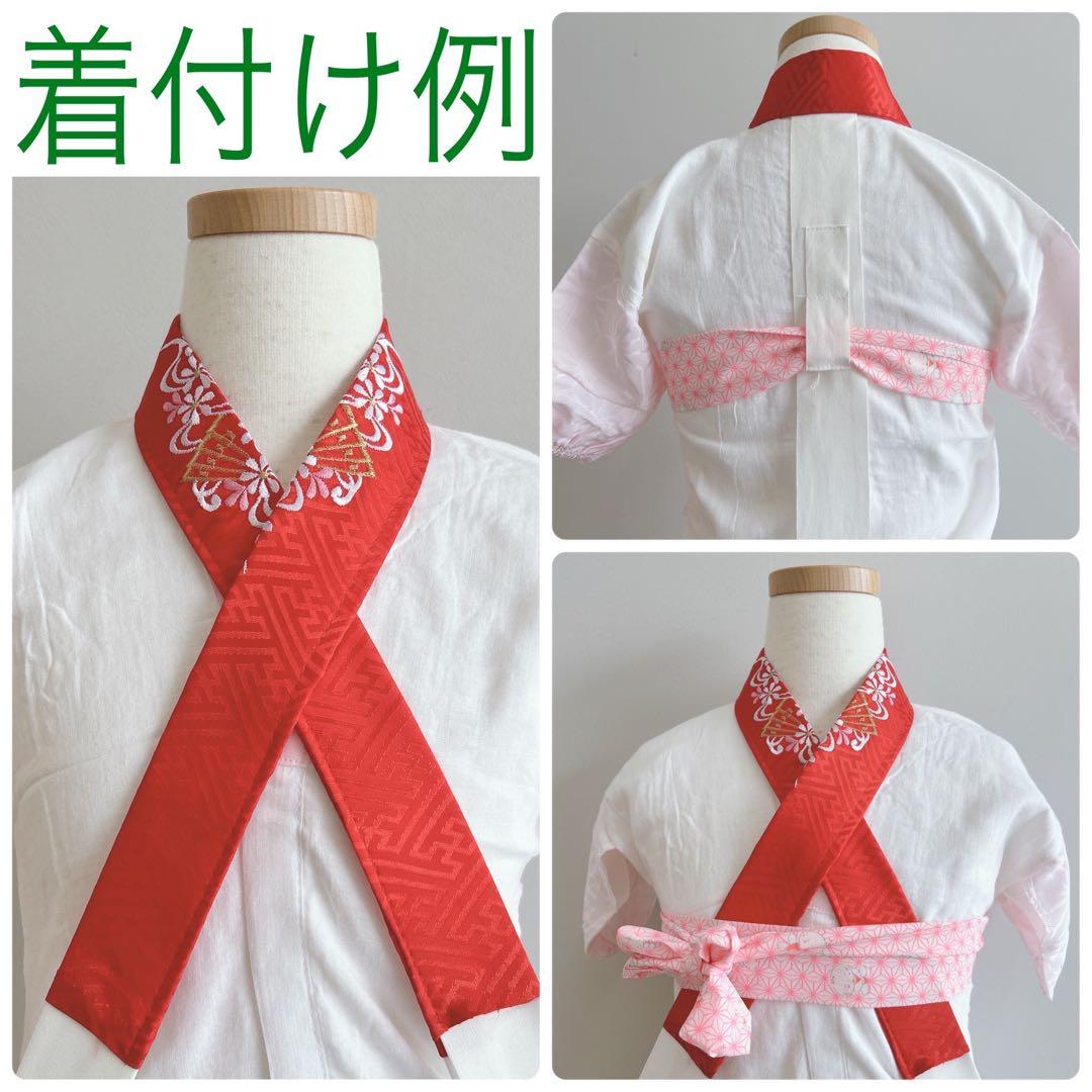 フルセット　七五三７歳女の子　赤黒地絹毬牡丹　新品袋帯緑地　簡単半襟　7126