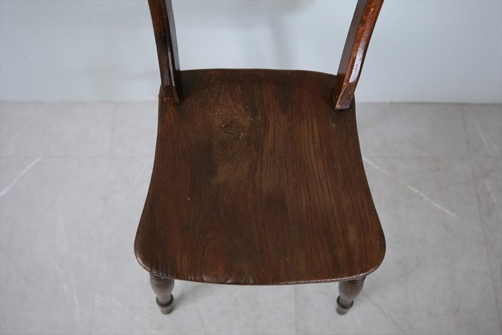 英国アンティーク木製キッチンチェア/ダイニングイス椅子/飾り棚(92-16-1)