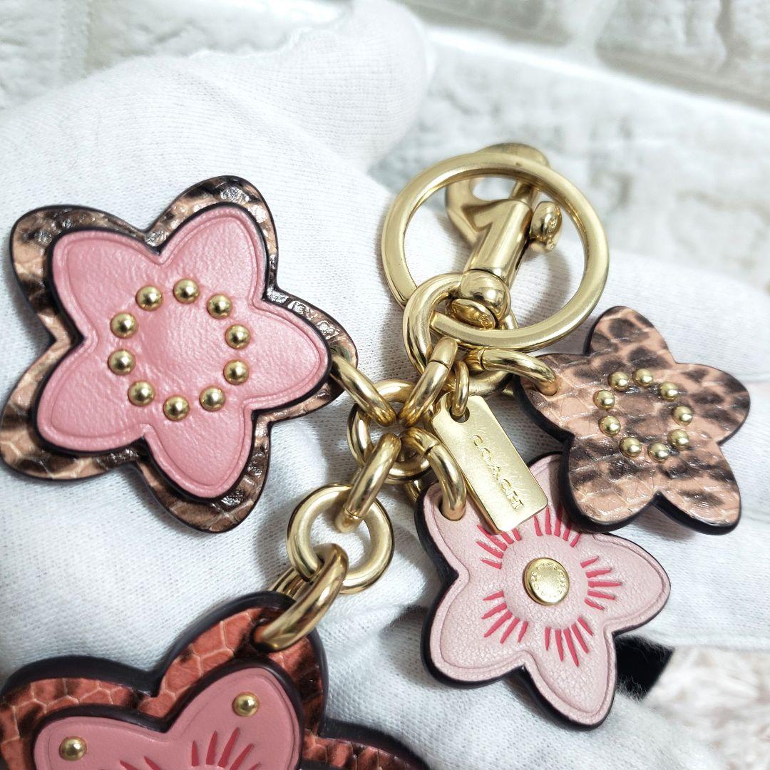 COACH コーチ ティーローズ さくら レオパード キーホルダーキーリング美品