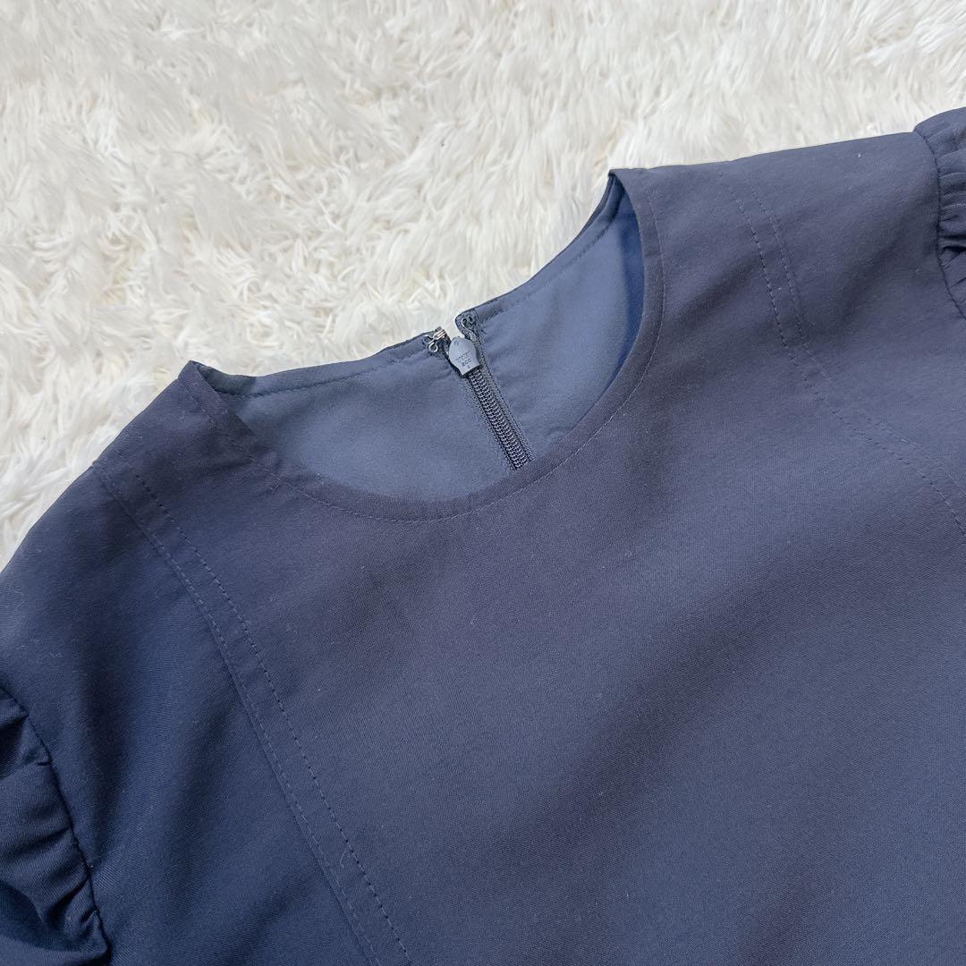 【極美品】FORME ネイビー 半袖 パフスリーブ ブラウス