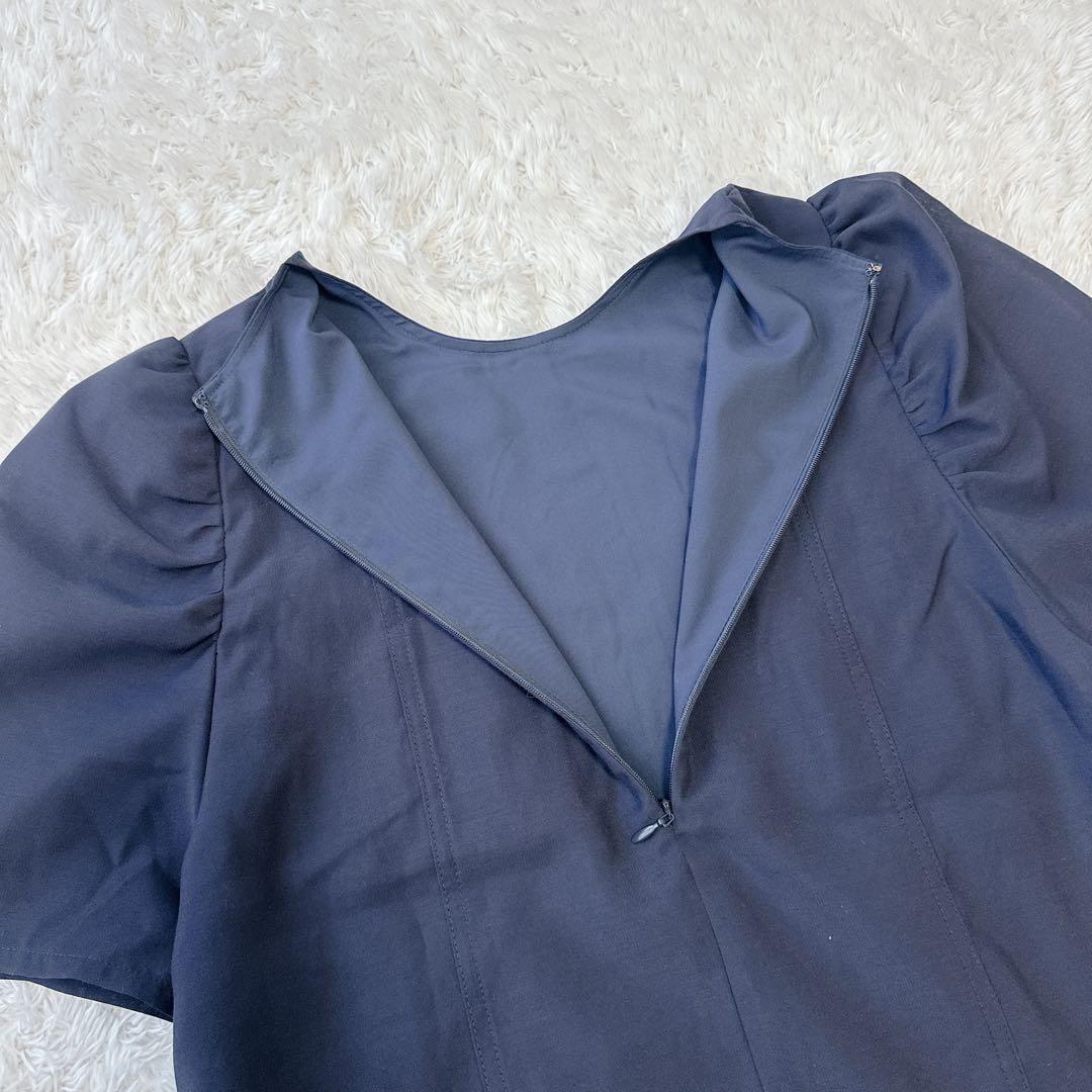 【極美品】FORME ネイビー 半袖 パフスリーブ ブラウス
