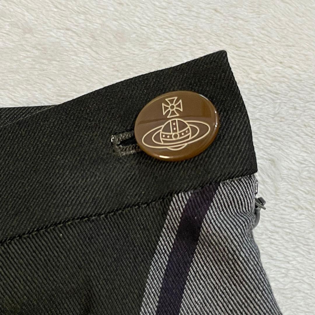 ヴィヴィアンウエストウッド　フレアスカート　変形　アシメ　オーブ釦　ストライプ