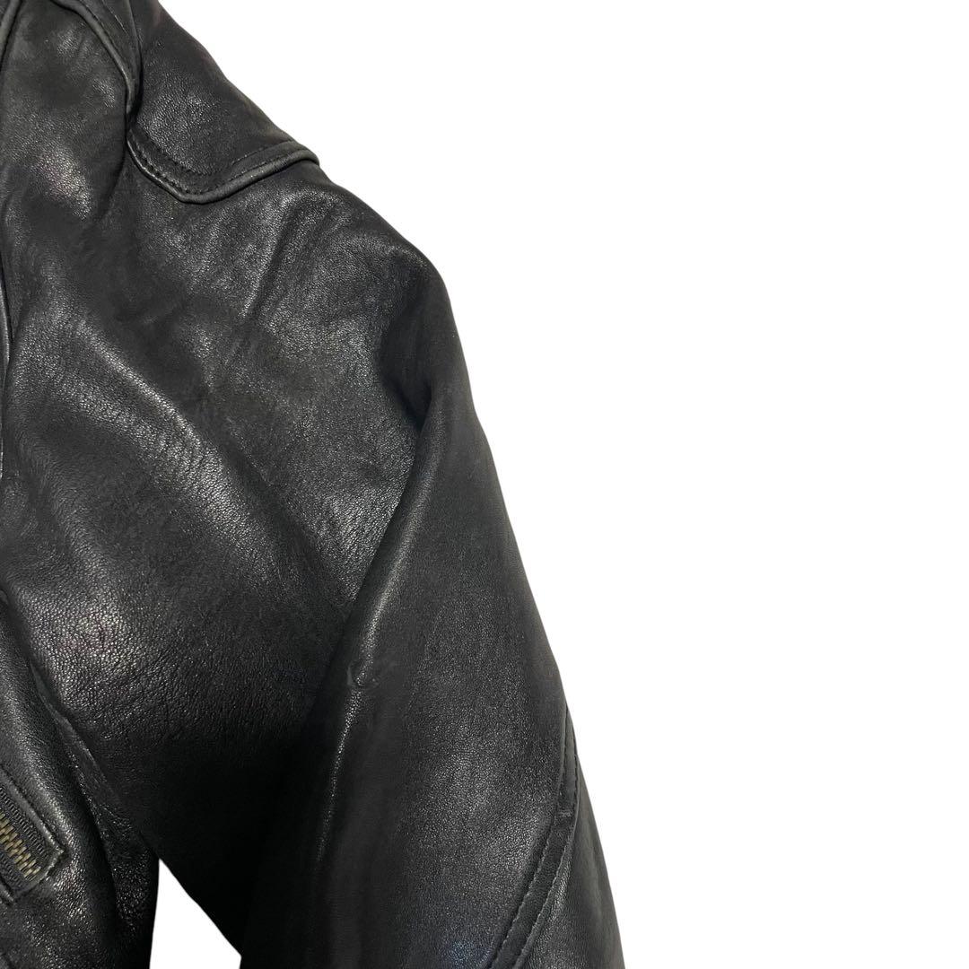 超大きいサイズ【SEIKO】羊革 ラムレザーシングルライダースジャケット 黒4L