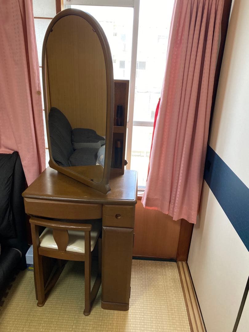 家具(ブラウン)一面鏡ドレッサー