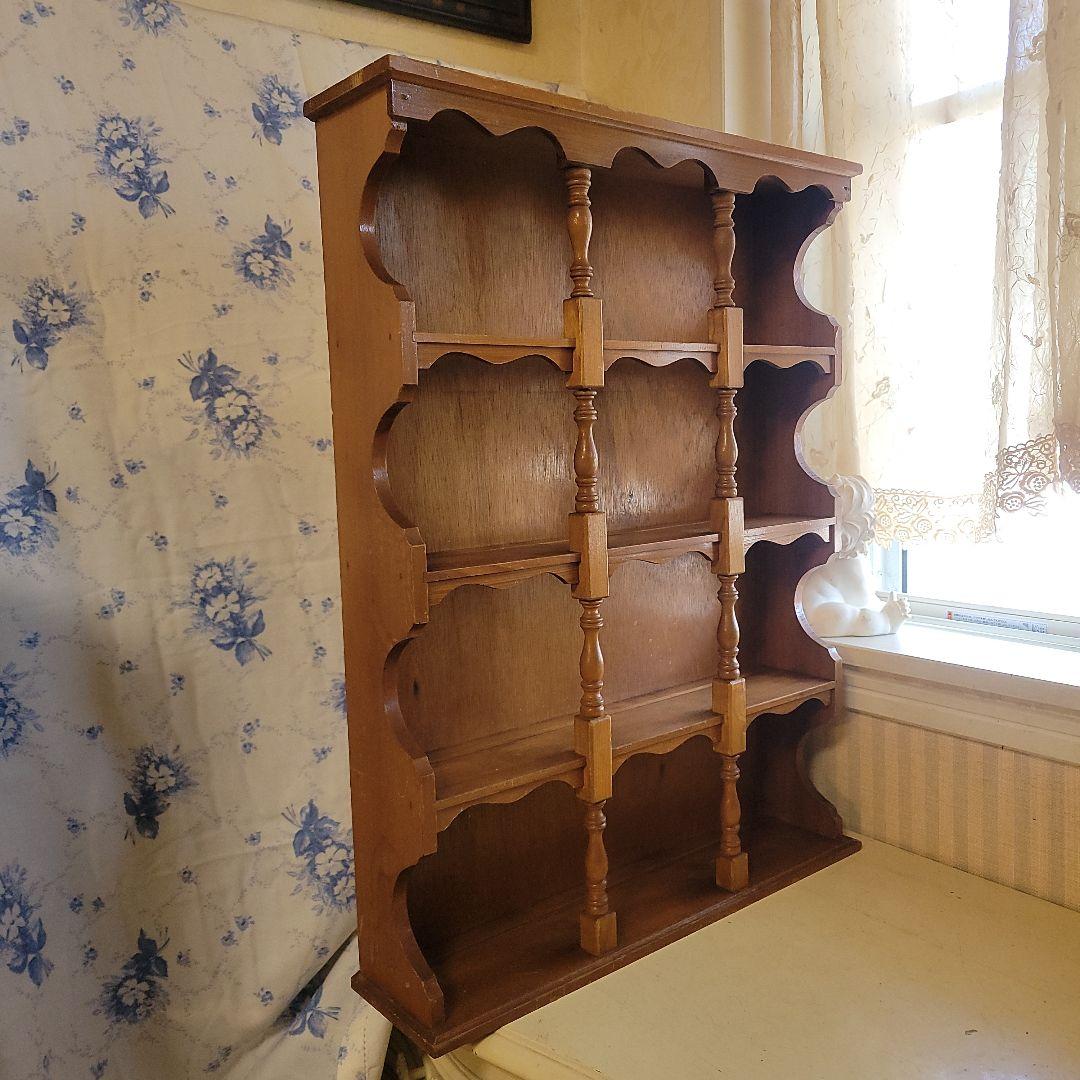 ナチュラルウッドの オープンシェルフ 　飾り棚　4段　アンティークレトロ