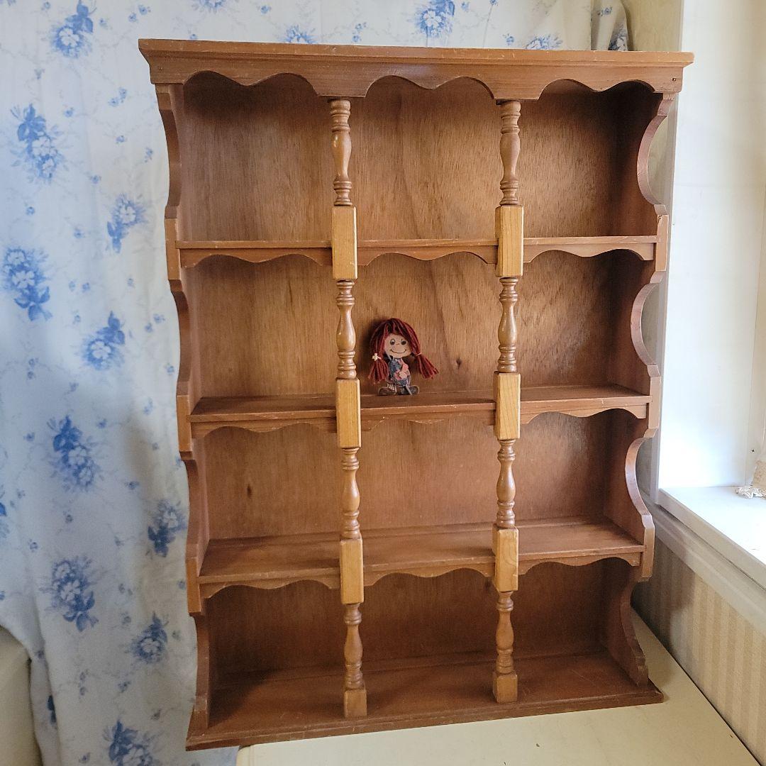 ナチュラルウッドの オープンシェルフ 　飾り棚　4段　アンティークレトロ