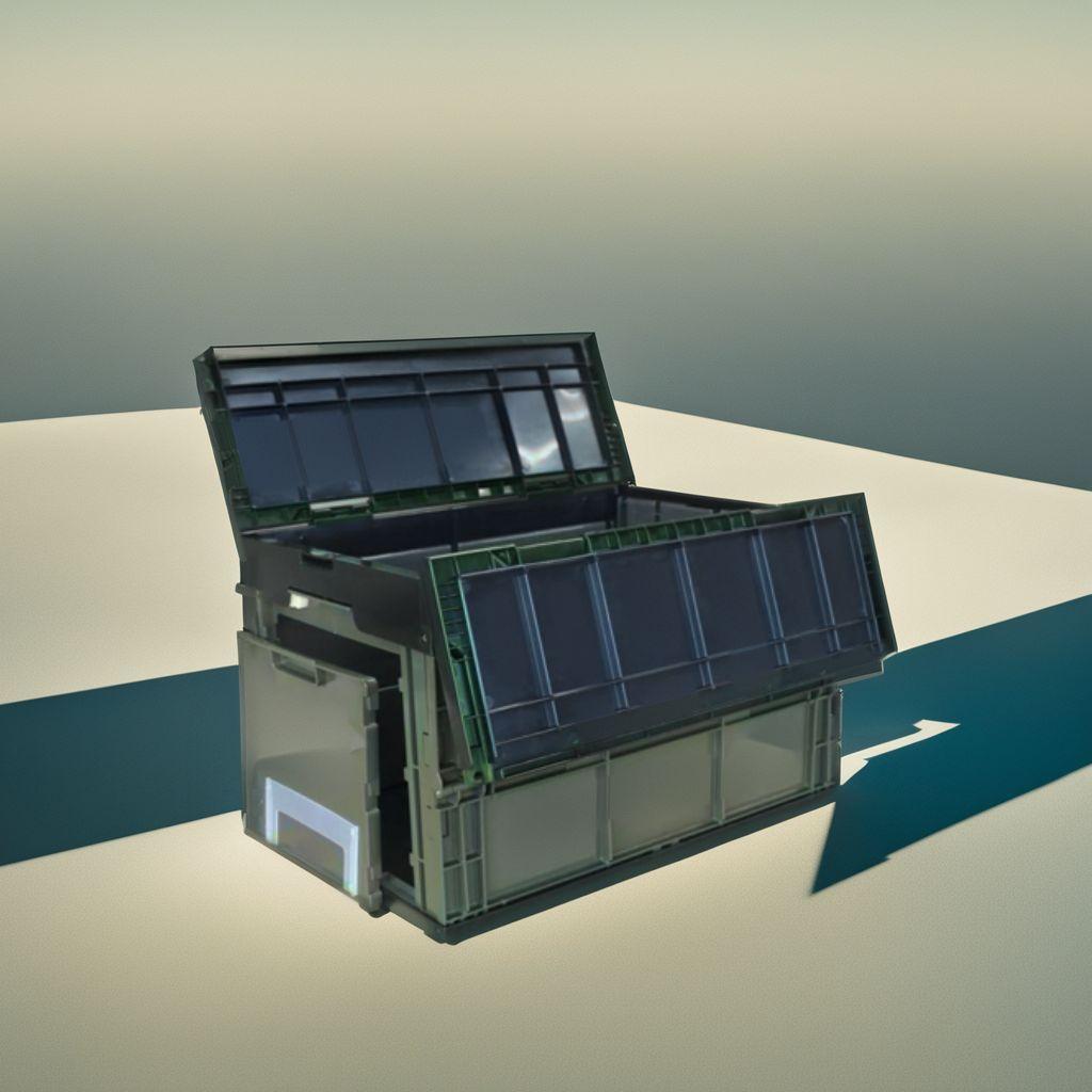 50L フタ付き 折りたたみコンテナ 1面扉付き