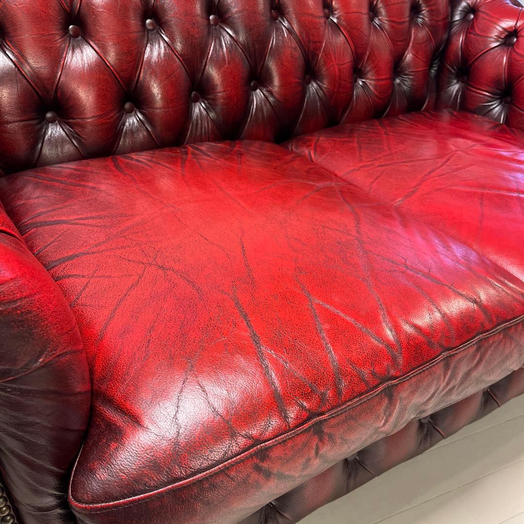 チェスターフィールド　ソファ　2人掛け　本革　ヴィンテージ