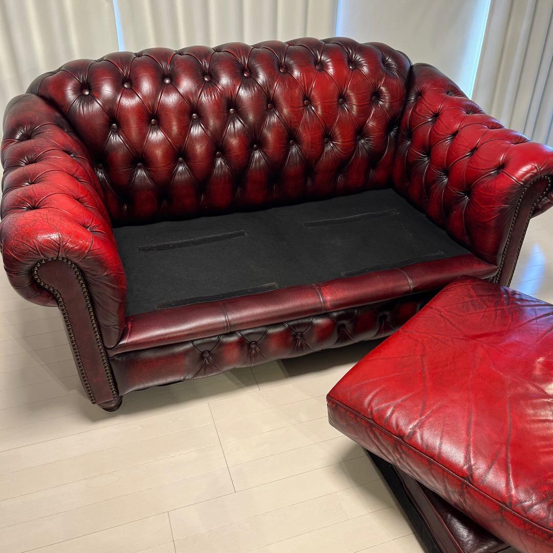 チェスターフィールド　ソファ　2人掛け　本革　ヴィンテージ