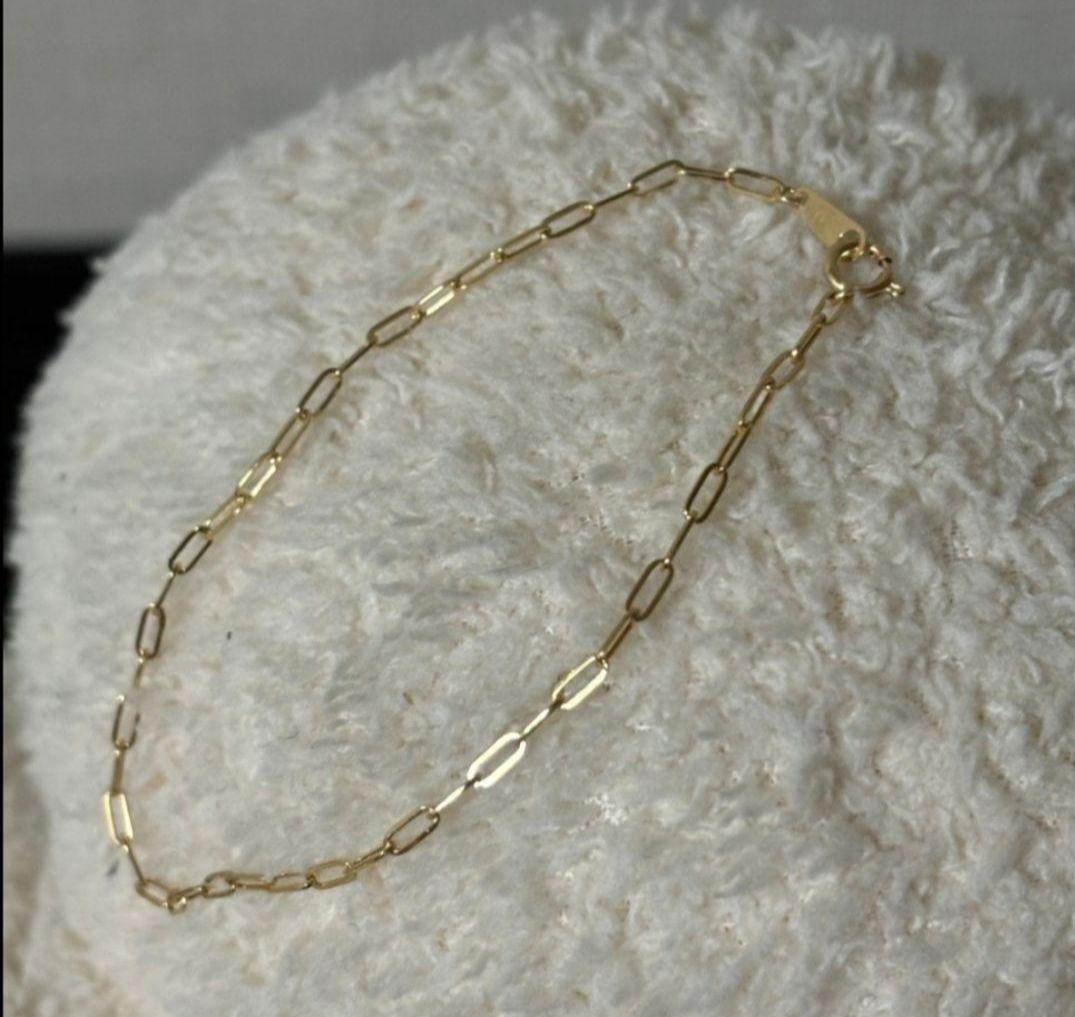 【最安値】K18 18金 18k YG ペーパークリップブレスレット 18cm