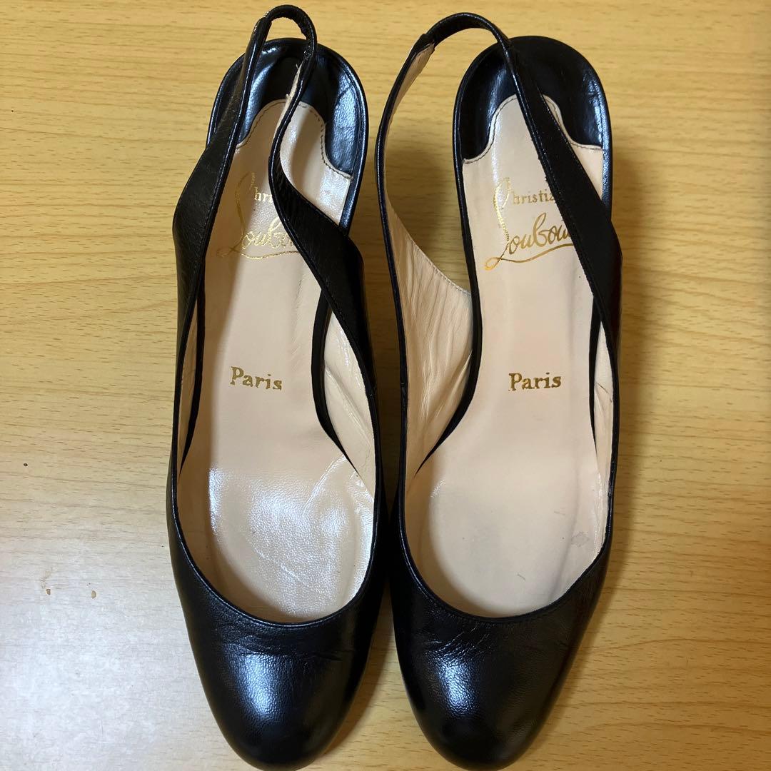 【希少】クリスチャンルブタン　チャンキーヒール　スリングバック　38
