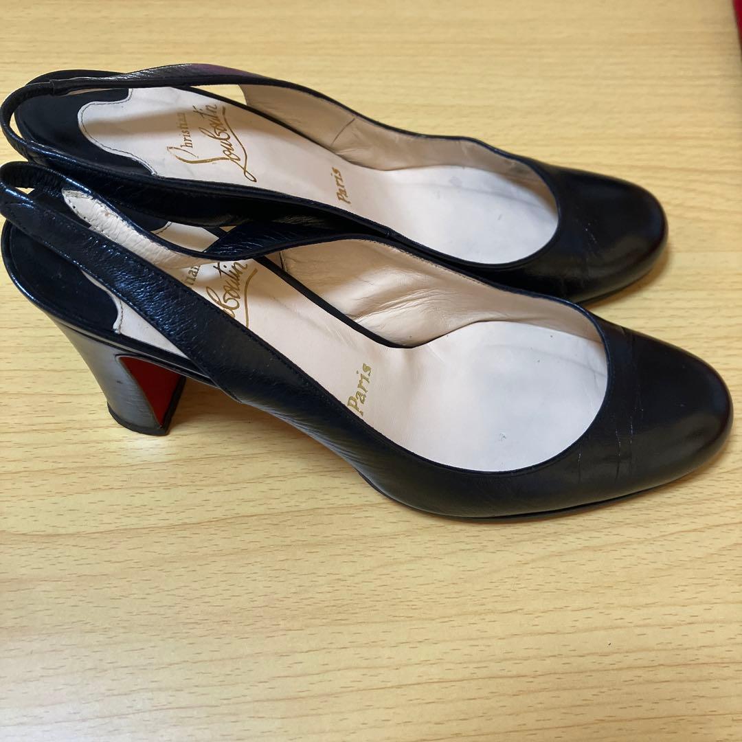 【希少】クリスチャンルブタン　チャンキーヒール　スリングバック　38