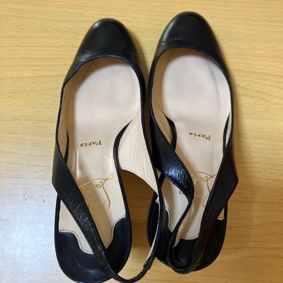 【希少】クリスチャンルブタン　チャンキーヒール　スリングバック　38