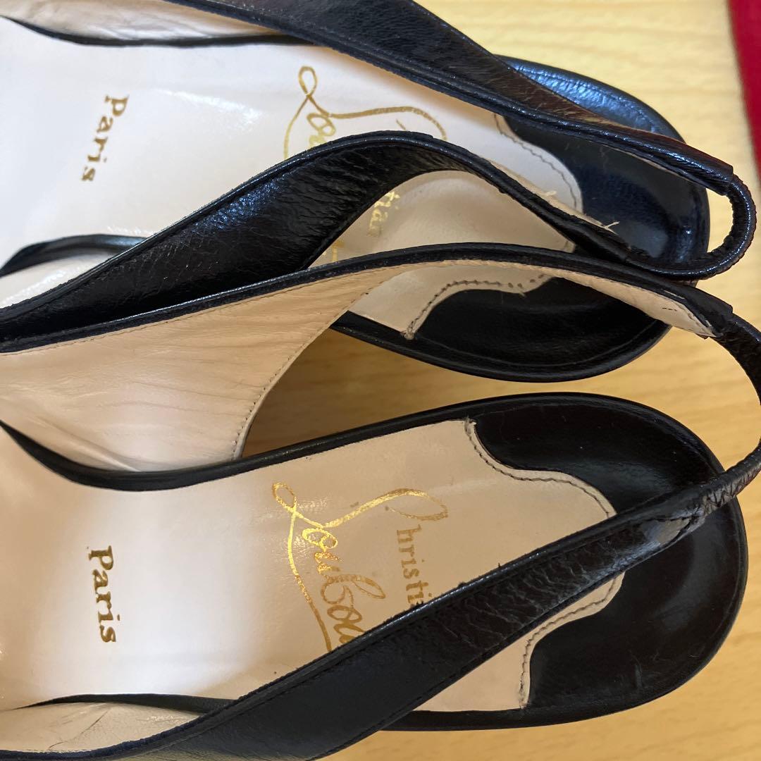 【希少】クリスチャンルブタン　チャンキーヒール　スリングバック　38