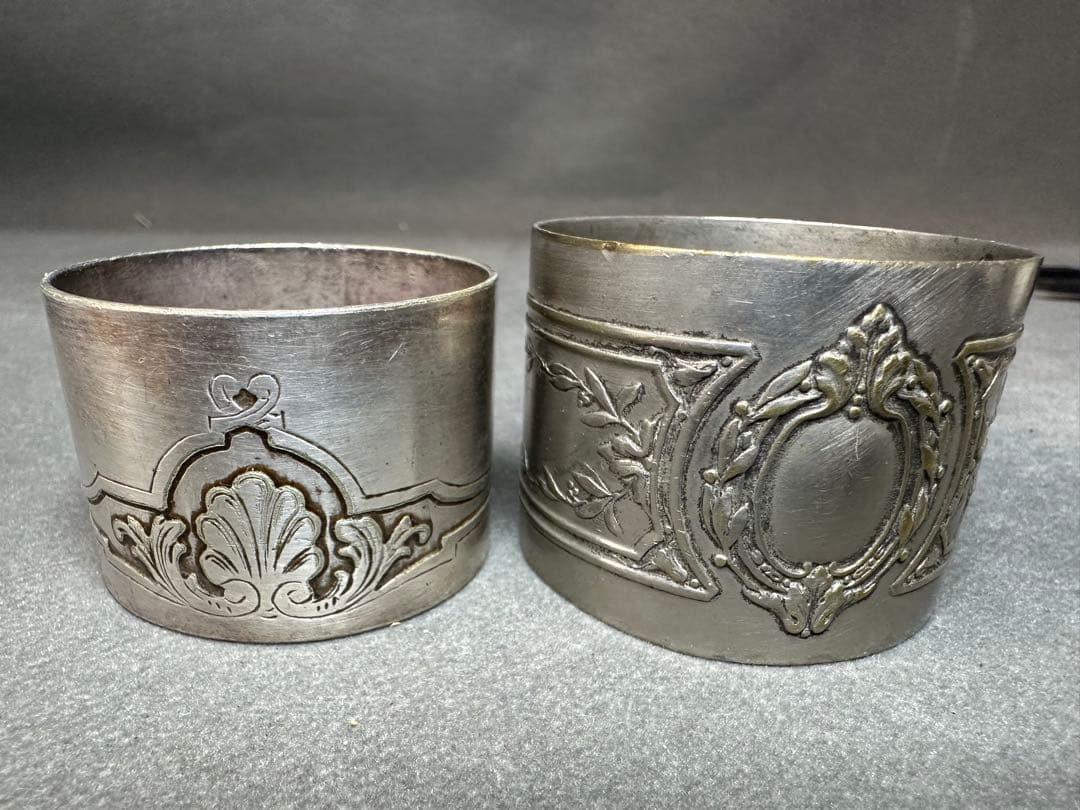 銀製　アンティーク　銀メッキ　ナプキンリング　箱置物　骨董　飾り物　古美術品