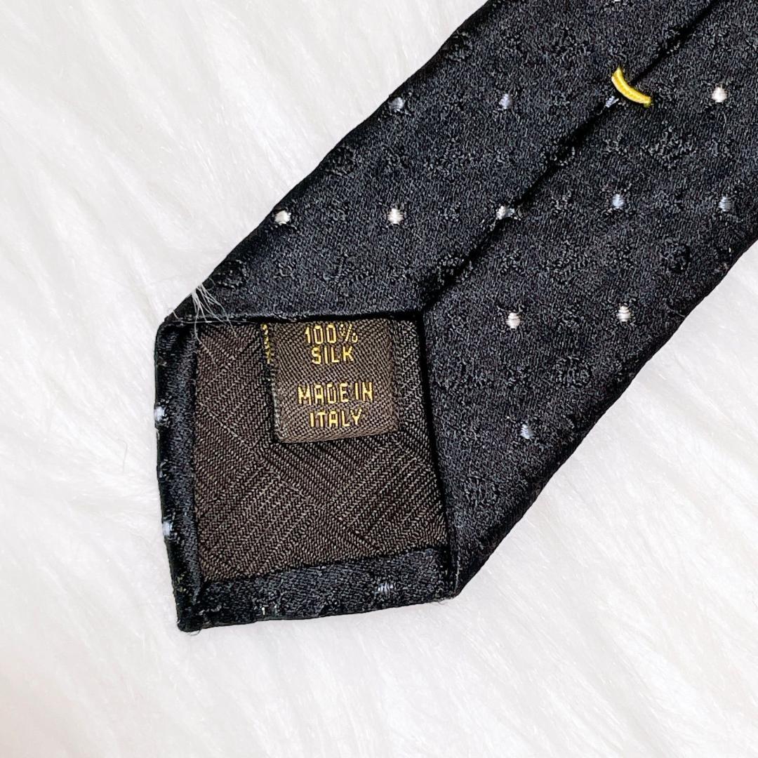 LOUIS VUITTON ブラック　ドット ネクタイ シルク　LVロゴ