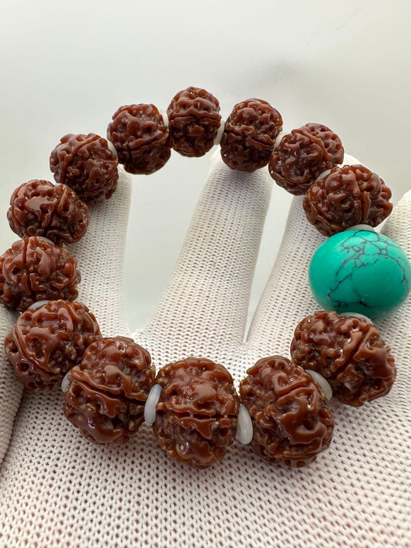 ☆天然☆ 本金剛菩提樹数珠 ターコイズ ブレスレットフリーサイズ （稀有品）