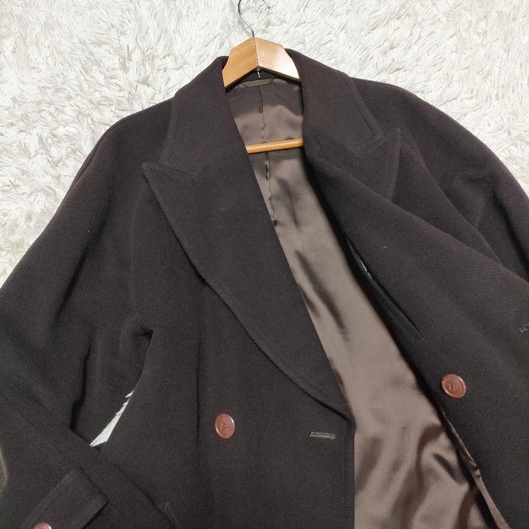 【カシミヤ】ダーバン　ダブルチェスターコート　厚手　ベルト付き　ブラウン　メンズ