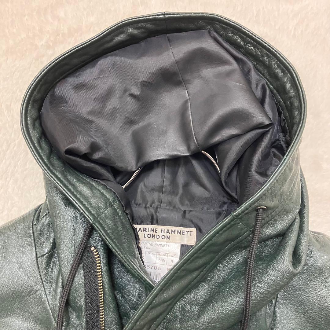 美品✨KATHARINE HAMNETT フーデッドレザージャケット 羊革