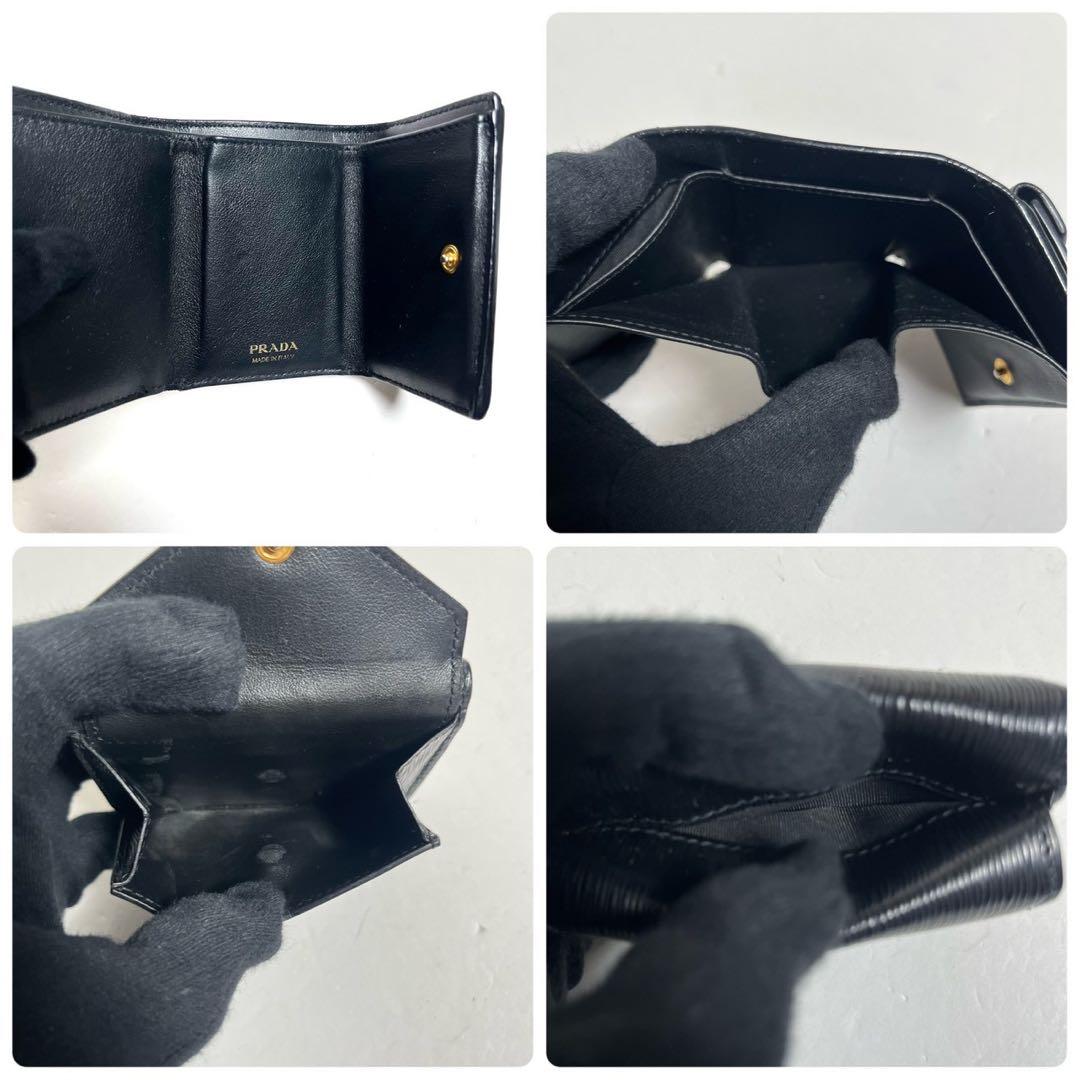 【極美品✨】プラダ 財布 三つ折り財布 ミニ ヴィッテロムーブ1MH021 黒色