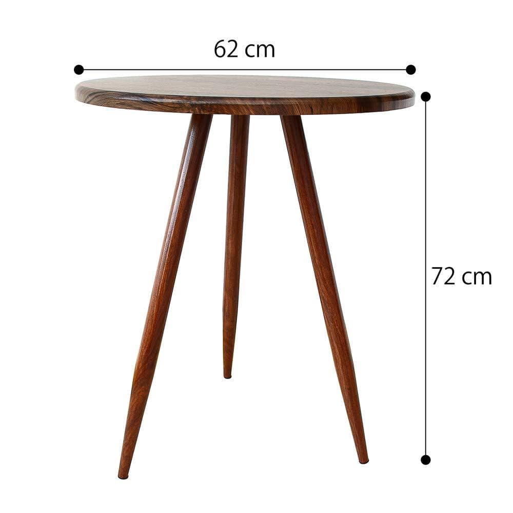 赤いクルミの北欧風丸テーブル 直径60cm 高さ72cm　モダン