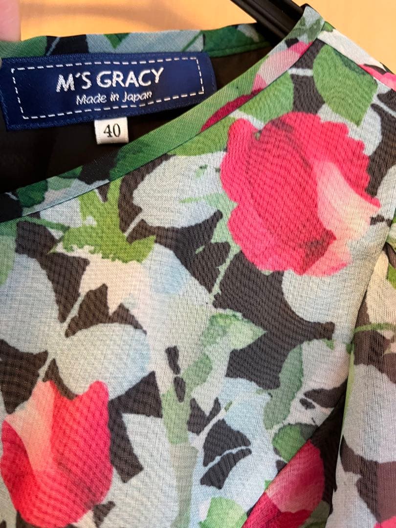 M'S GRACY 花柄シフォンワンピース