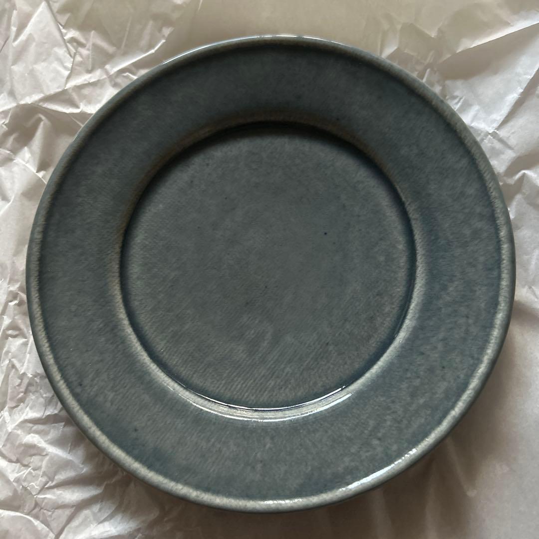 【新品未使用】大沼道行さん 水色リム皿 2枚セット②