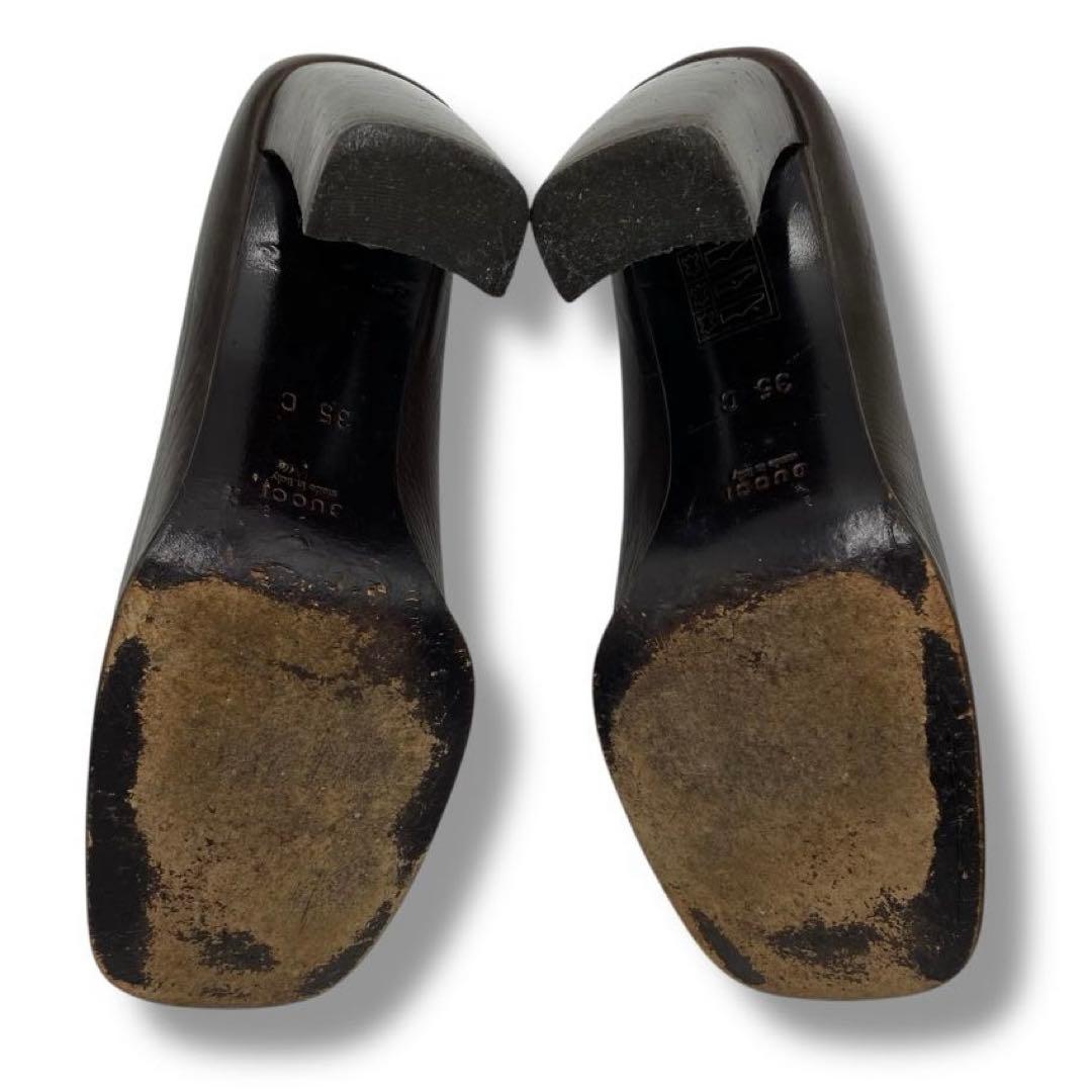 美品 GUCCI グッチ ホースビット ヒール パンプス レザー チャンキー