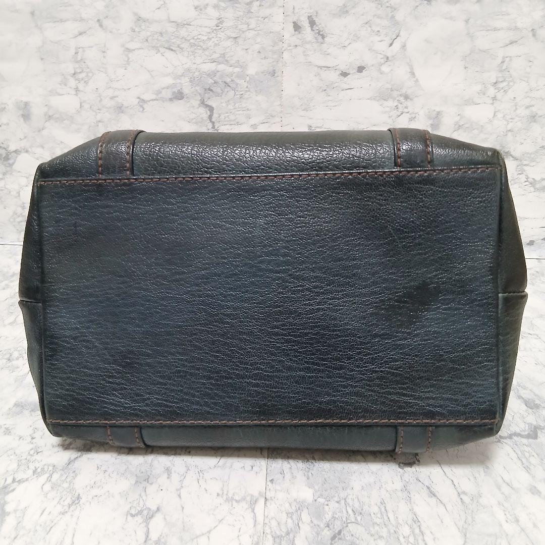 【極美品】genten ゴートヌメ ベーシック ミニトートバッグ ダークグリーン
