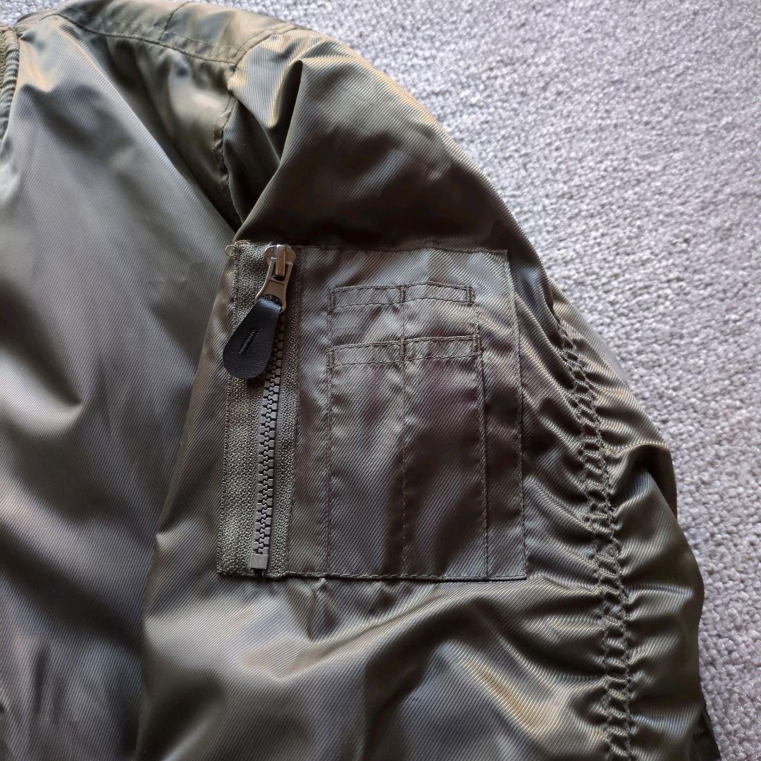 美品unknownMA-1フライトジャケットリバーシブルナイロン中綿短丈グレーL