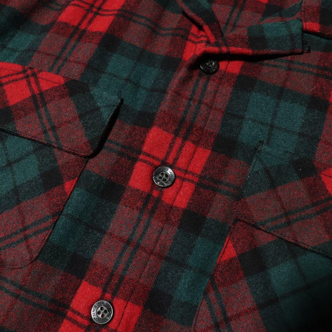 PENDLETON★ボードシャツ★60s 復刻★オープンカラー★ウール★赤 緑