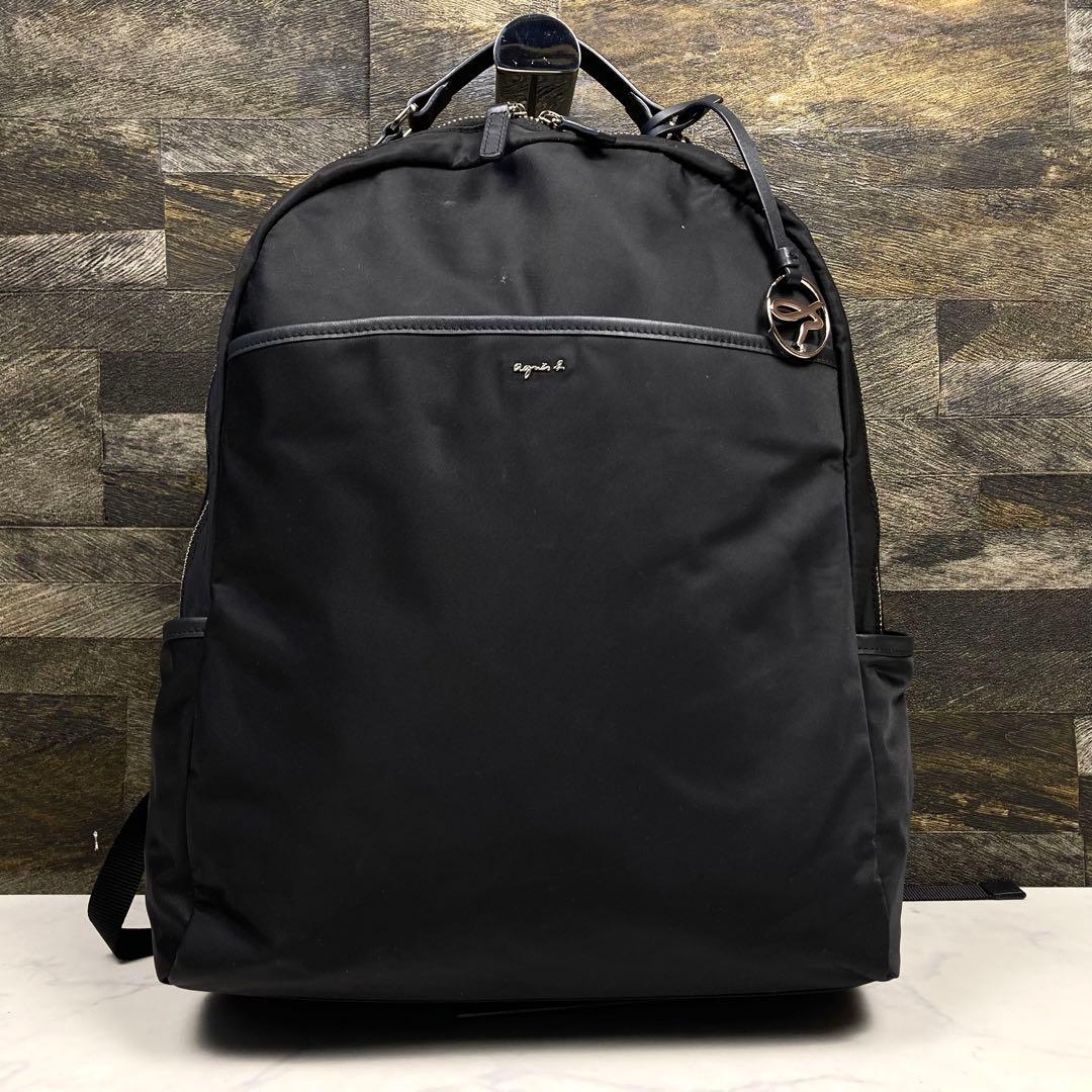 【美品】agnes b. ナイロンリュック ブラック 多ポケット 軽量