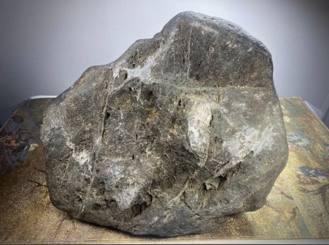 6912 八海山石 溜まり石 ウブ 銘 摩周湖 横30(cm)重量:16.6kg