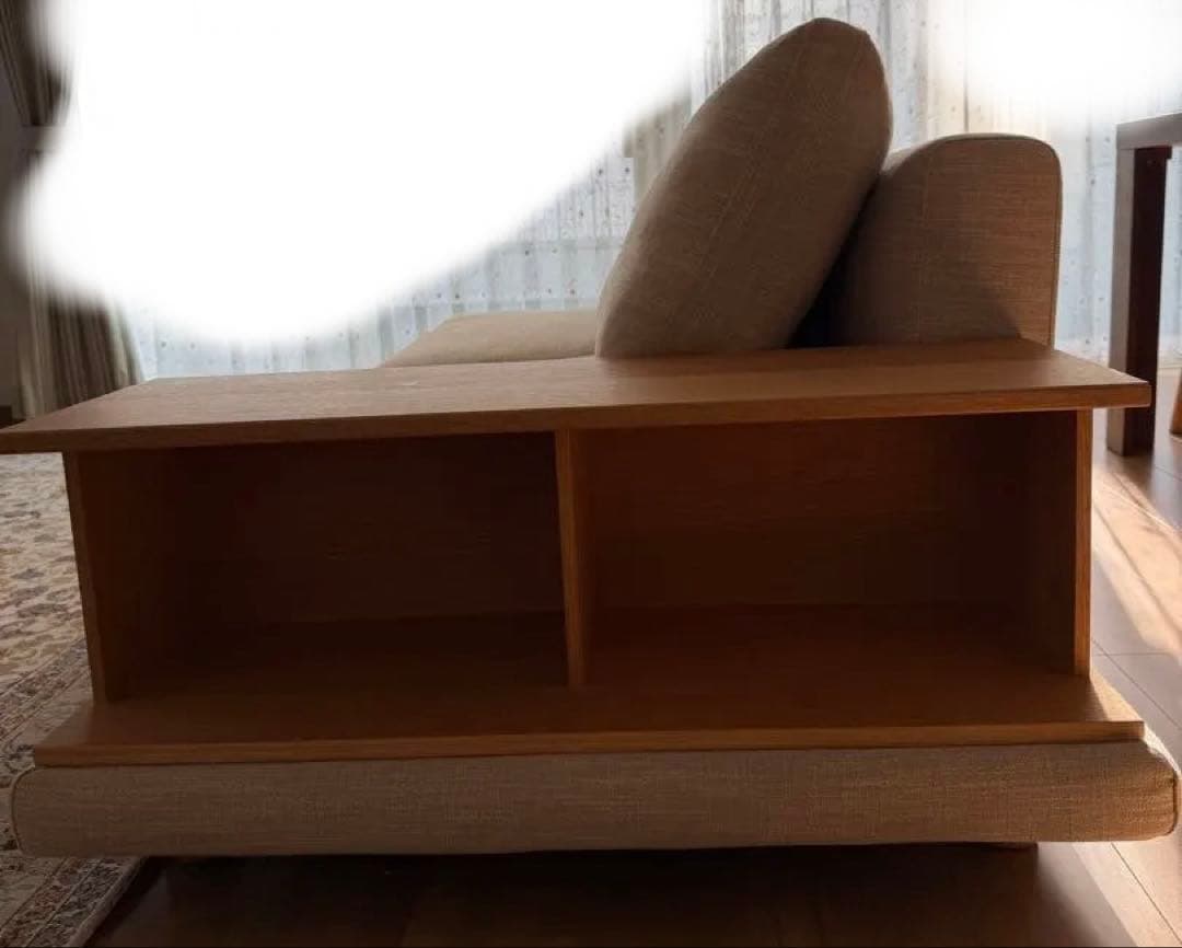 ACTUS ベージュ ファブリック 2〜3人掛けソファ サイドテーブル付き