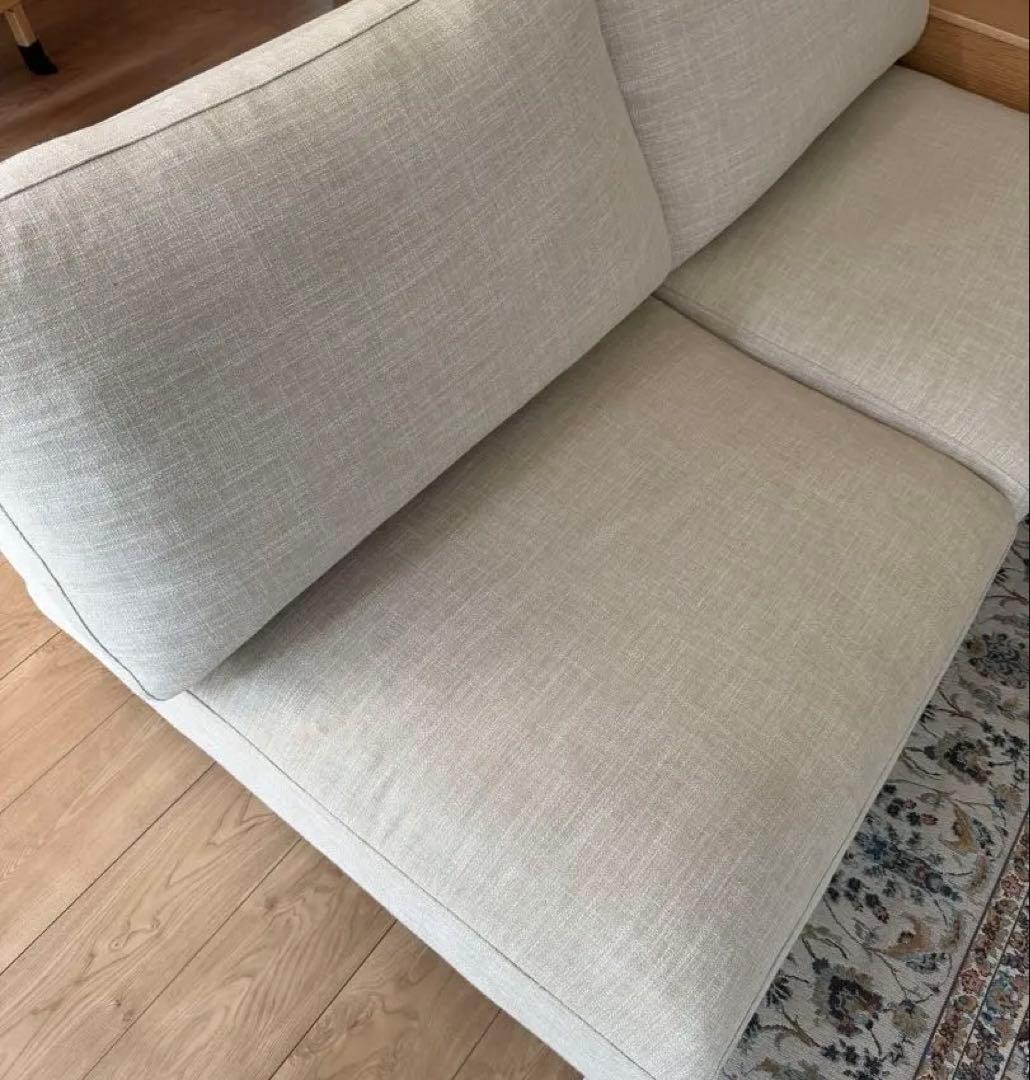 ACTUS ベージュ ファブリック 2〜3人掛けソファ サイドテーブル付き