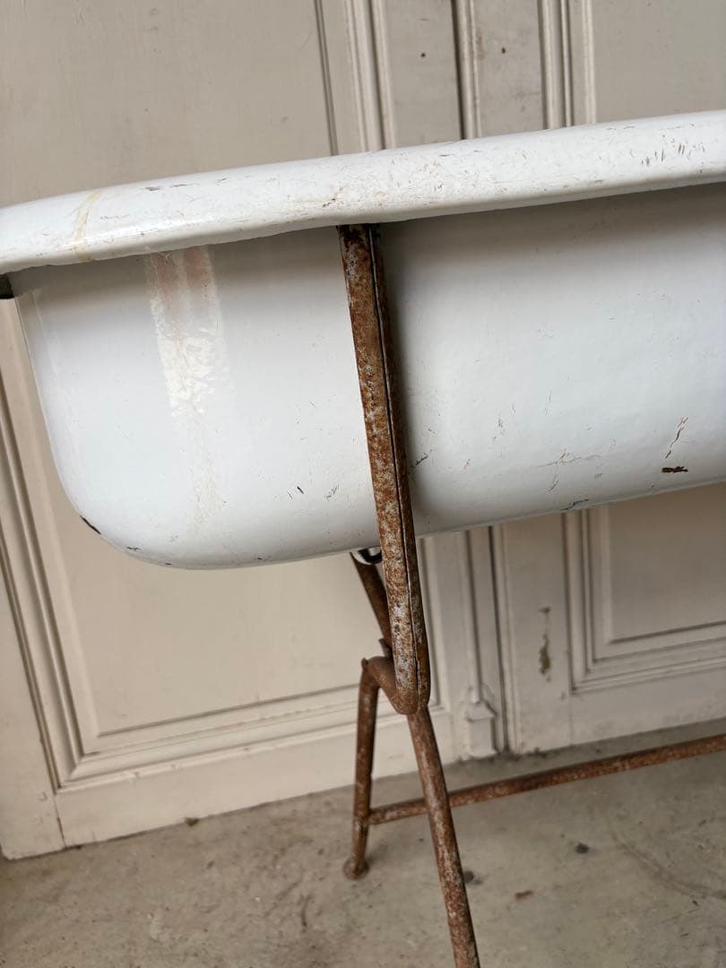 ベビーバス　ホーロー　アンティーク