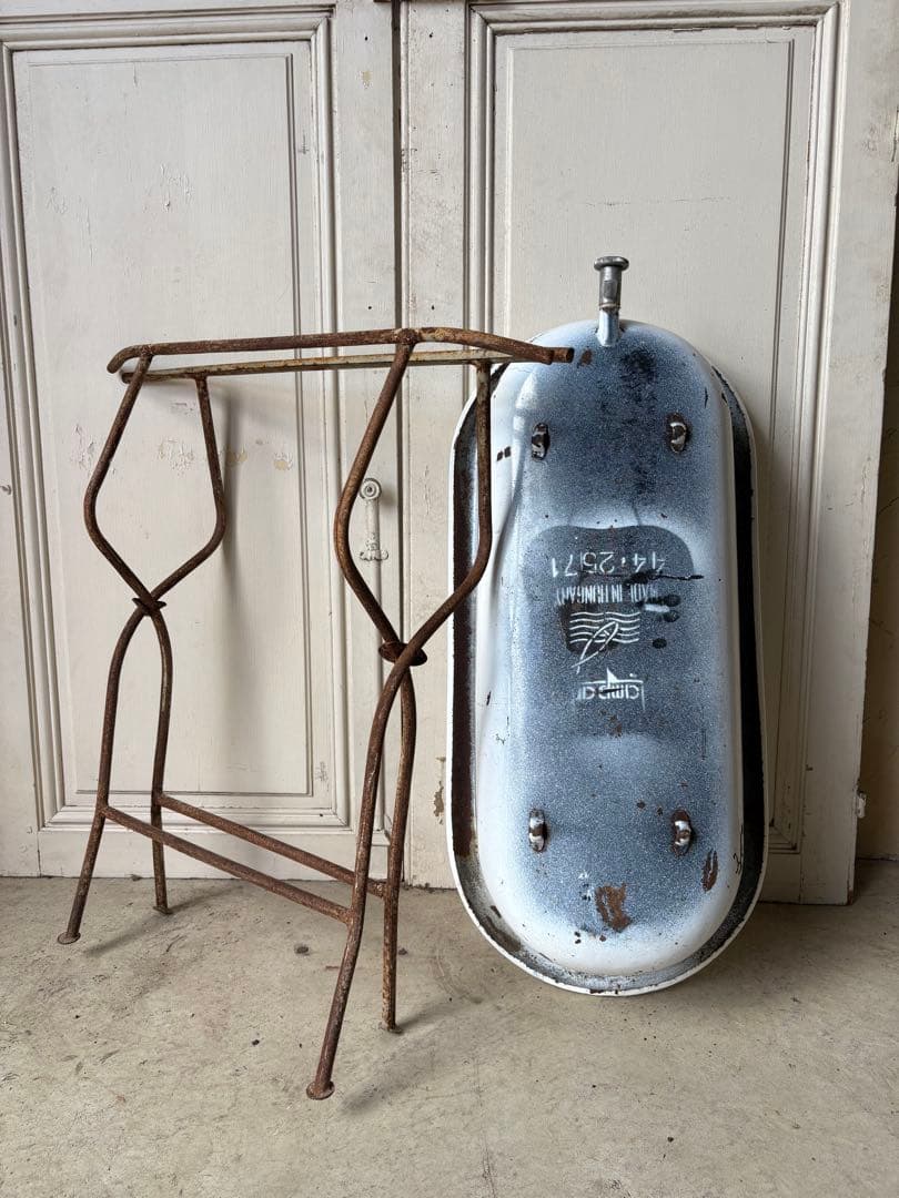 ベビーバス　ホーロー　アンティーク