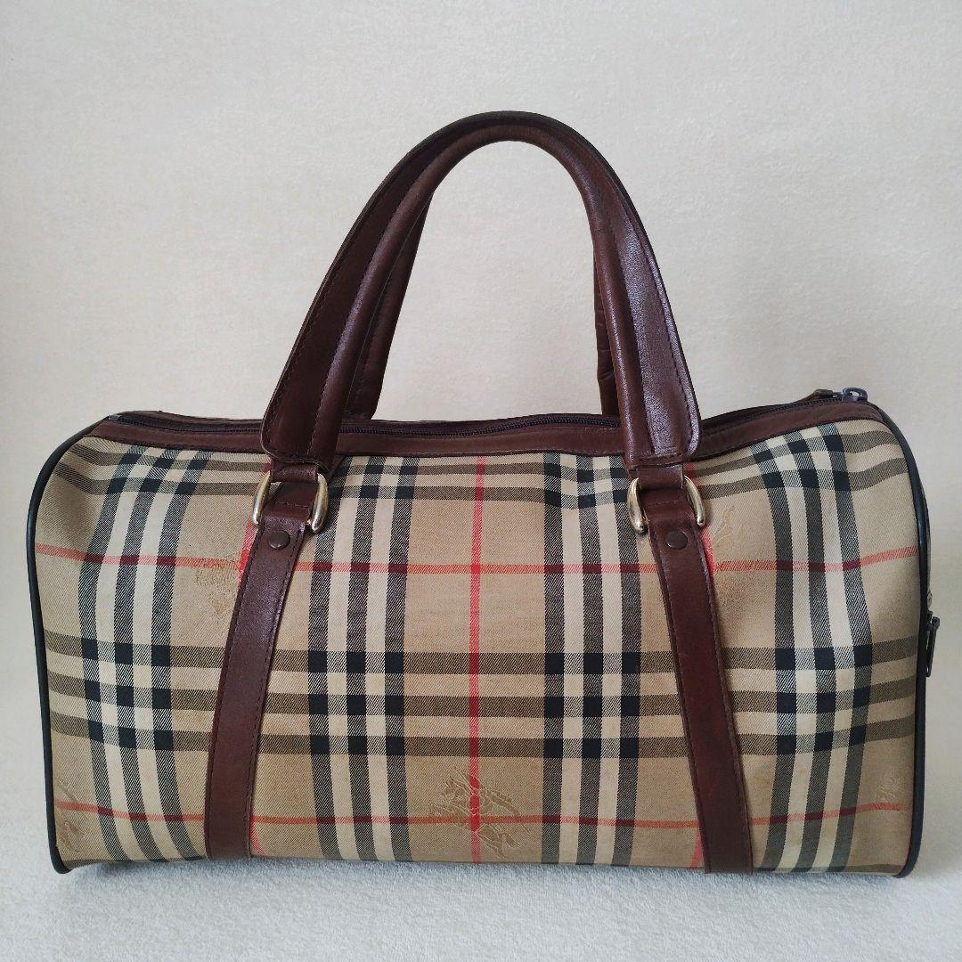 BURBERRY ミニボストンバッグ キャンバス ノバチェック シャドーホース