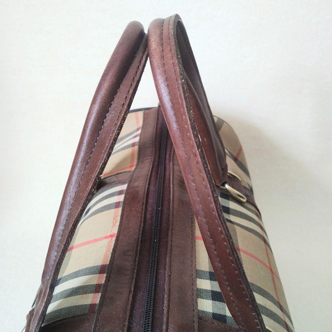 BURBERRY ミニボストンバッグ キャンバス ノバチェック シャドーホース