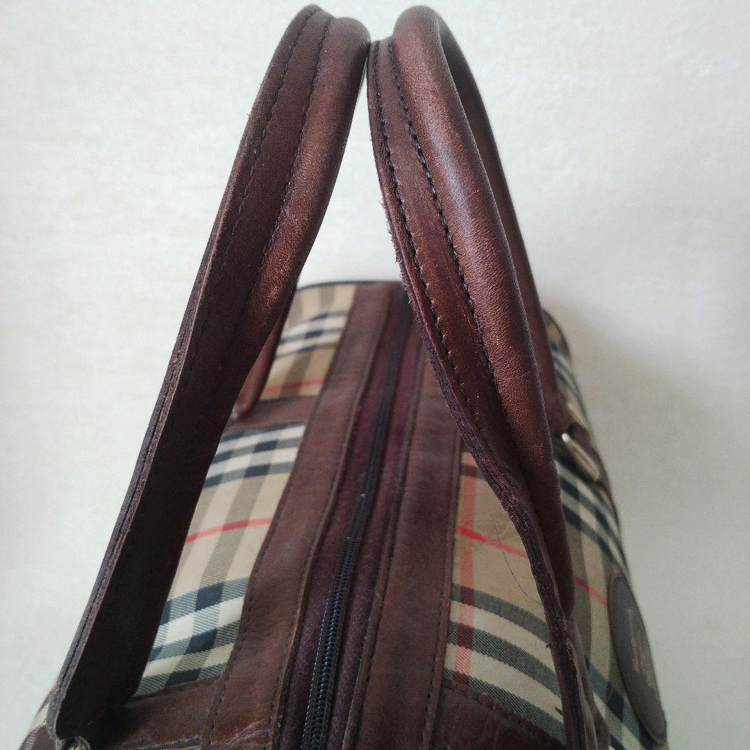 BURBERRY ミニボストンバッグ キャンバス ノバチェック シャドーホース