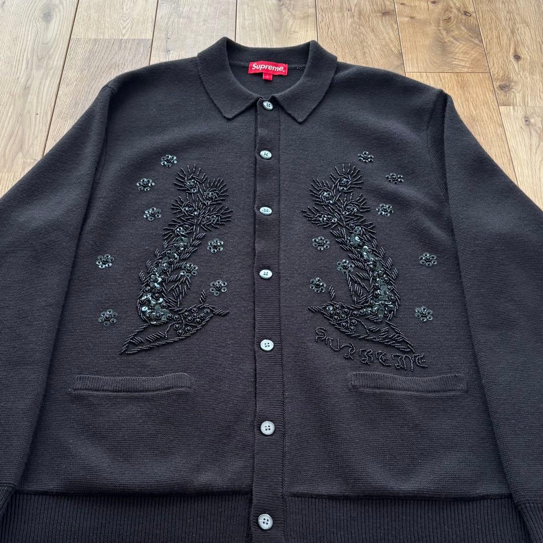 【希少】Supreme Beaded Applique Cardigan L